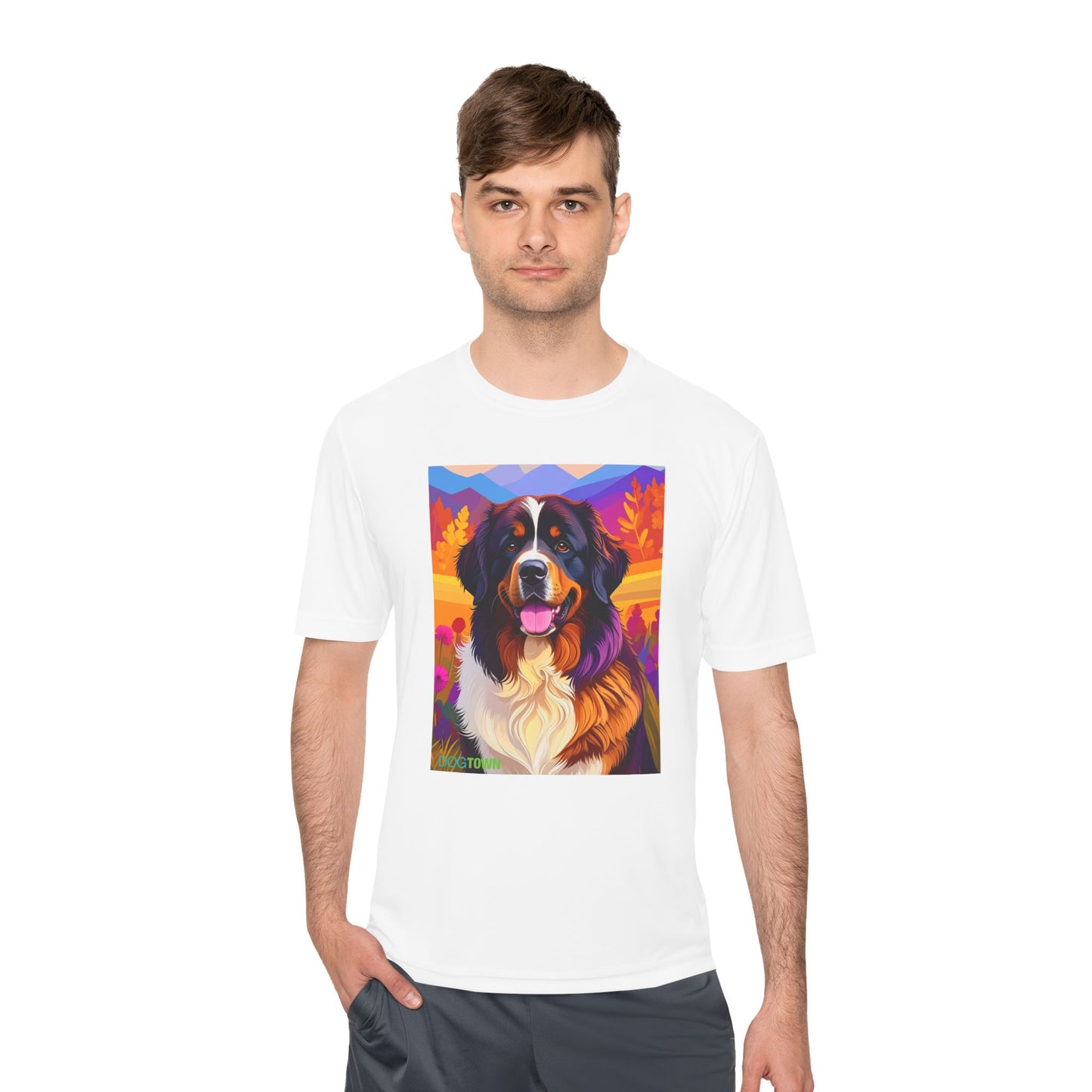 Pup Art Canvas Unisex Moisture Wicking Tee (Bernese Mountain Dog)