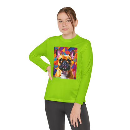 Pup Art Canvas - Kid's Sport Long Sleeve Tee (French Bulldog)