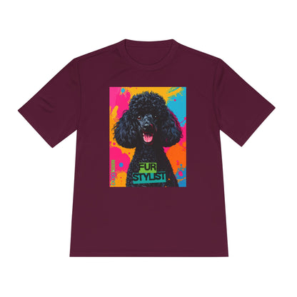Dogtown Fur Stylist Groomer Short Sleeve Shirt (Colorful with Black Poodle)