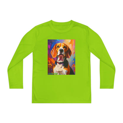 Pup Art Canvas - Kid's Sport Long Sleeve Tee (Beagle)
