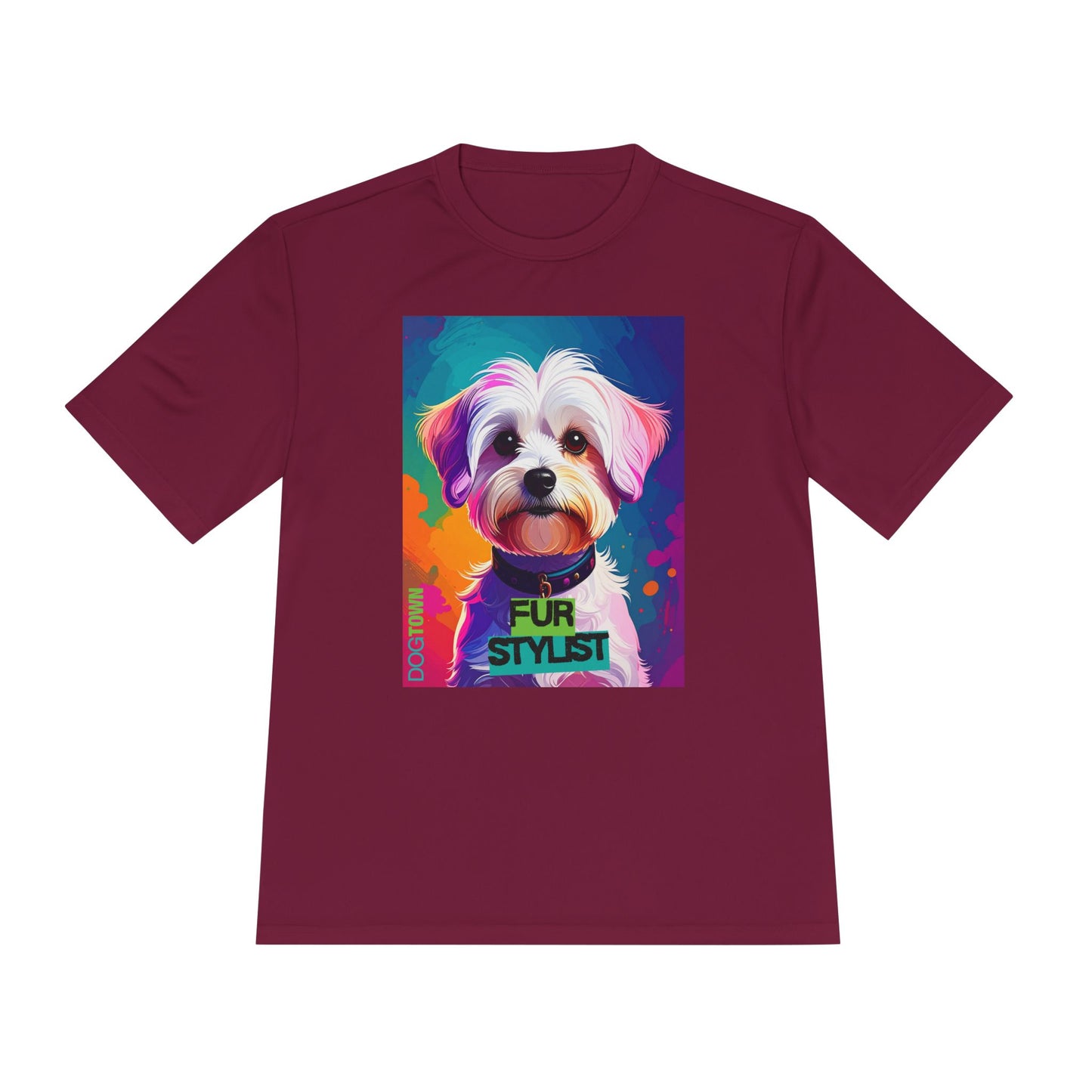 Dogtown Fur Stylist Groomer Shirt (Colorful with White Poodle)