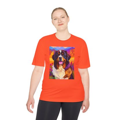 Pup Art Canvas Unisex Moisture Wicking Tee (Bernese Mountain Dog)