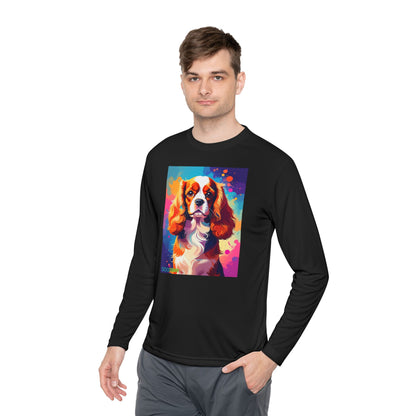 Pup Art Canvas Sport Long Sleeve Tee (Cavalier King Charles Spaniel)