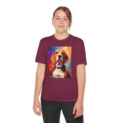 Pup Art Canvas - Kid's Sport Short Sleeve Tee (Beagle)