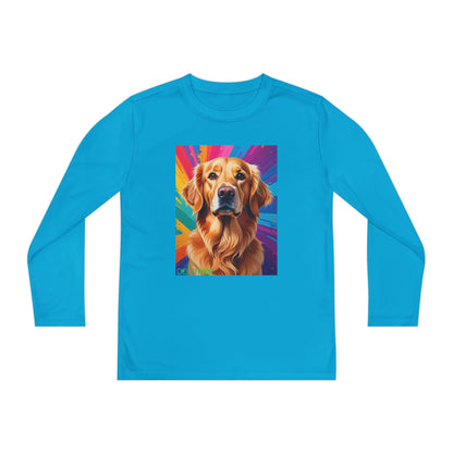 Pup Art Canvas - Kid's Sport Long Sleeve Tee (Golden Retriever)