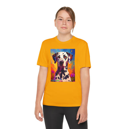 Pup Art Canvas - Kid's Sport Short Sleeve Tee (Dalmatian)