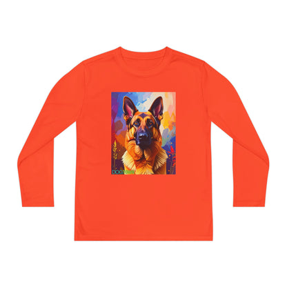Pup Art Canvas - Kid's Sport Long Sleeve Tee  (German Shepherd)