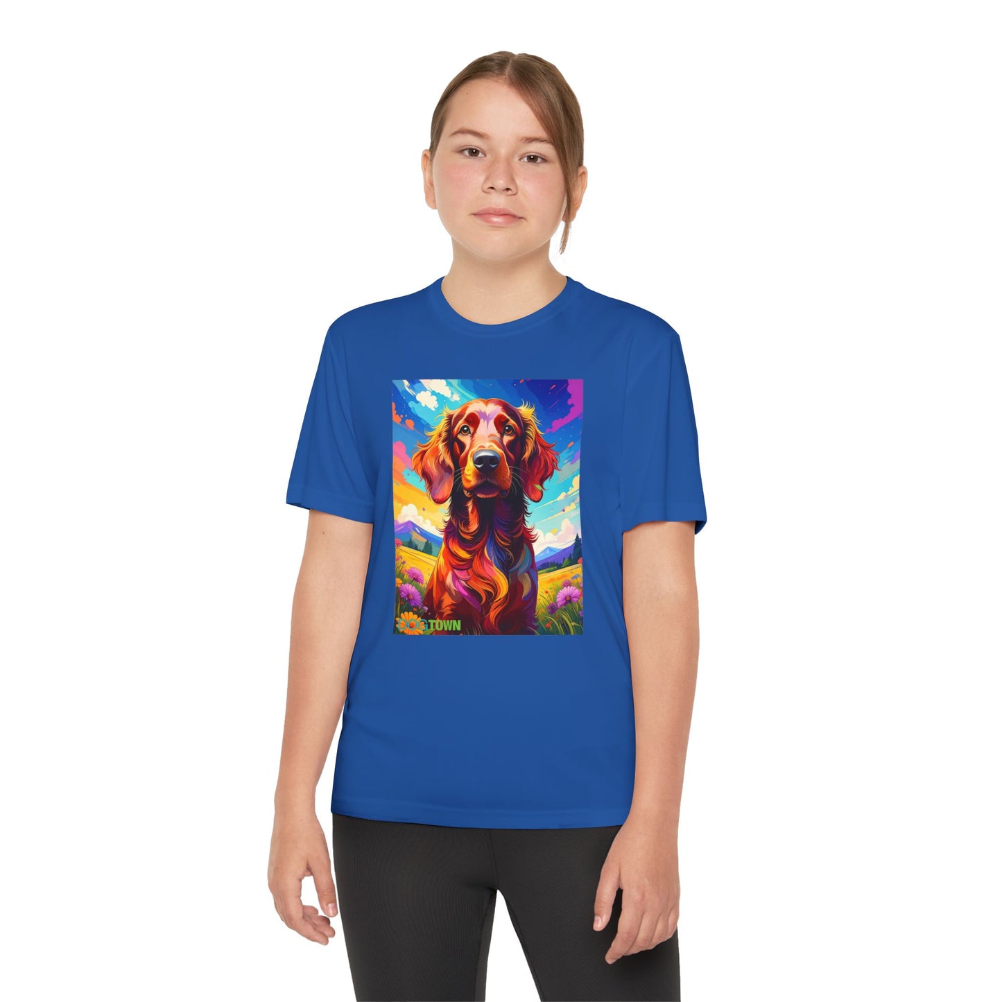 Pup Art Canvas - Kid's Sport Short Sleeve Tee (Irish Setter)