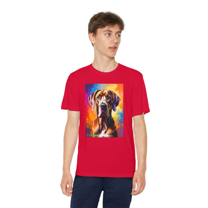 Pup Art Canvas - Kid's Sport Short Sleeve Tee (Great Dane)