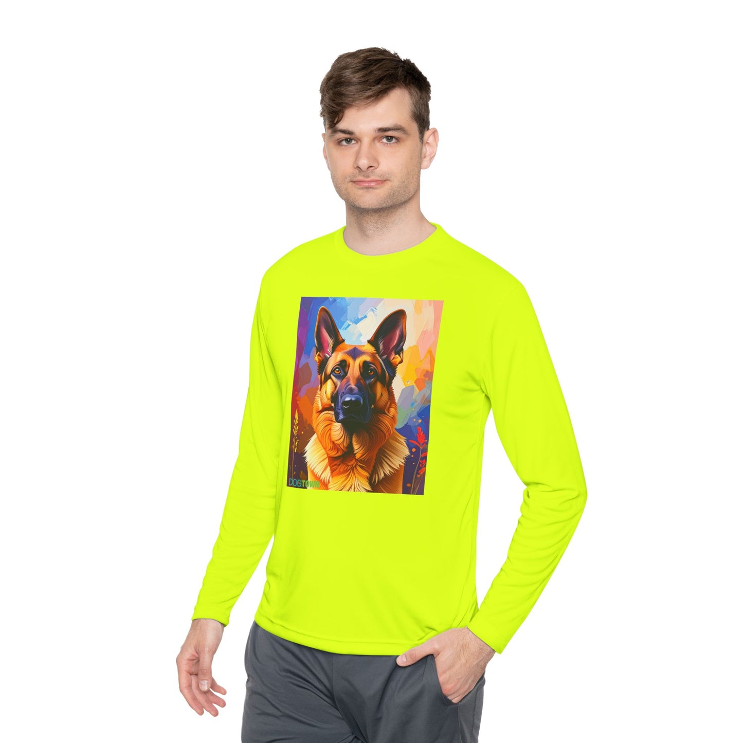 Pup Art Canvas Sport Long Sleeve Tee (German Shepherd)