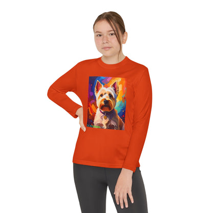 Pup Art Canvas - Kid's Sport Long Sleeve Tee  (West Highland White Terrier)