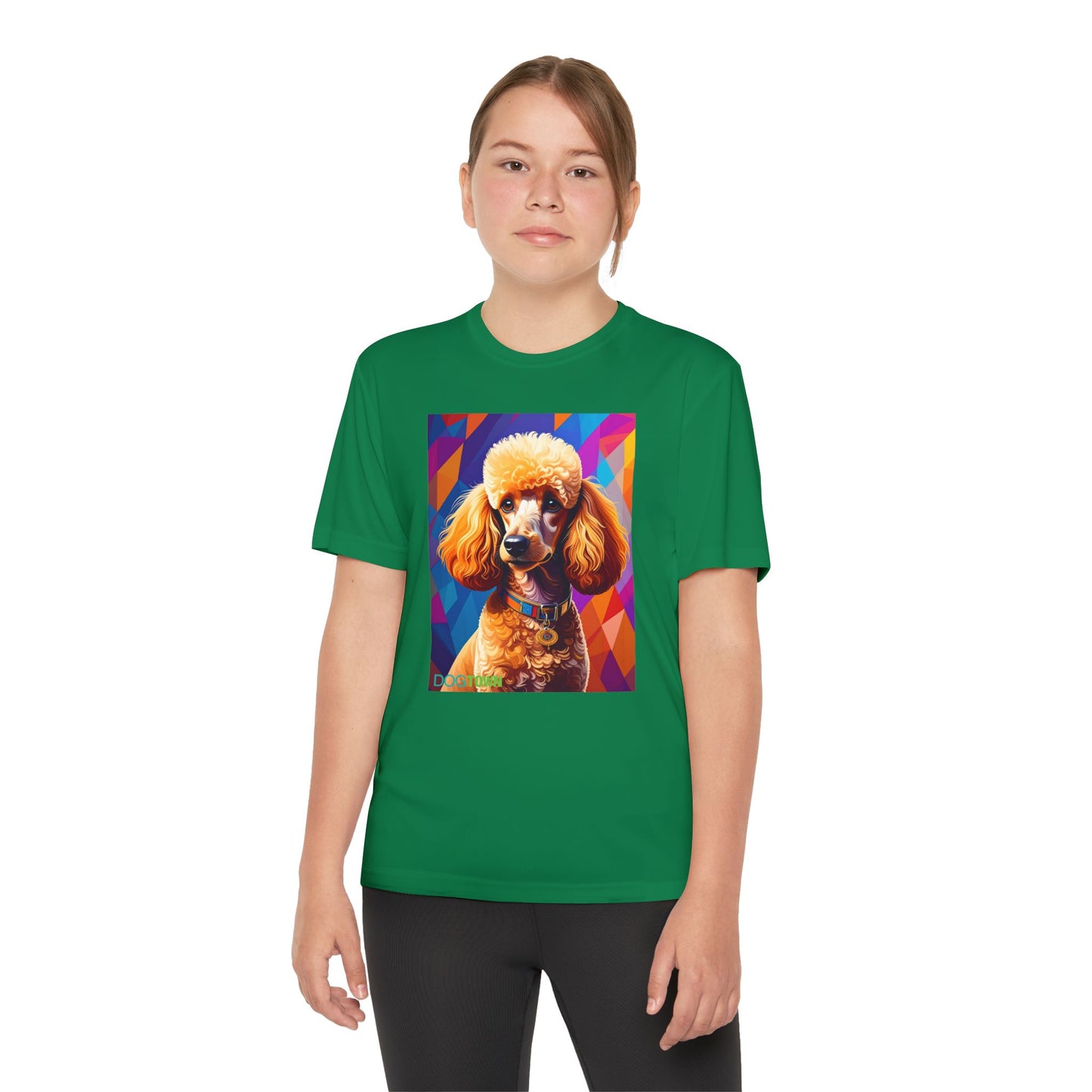 Pup Art Canvas - Kid's Sport Short Sleeve Tee (Toy Poodle)