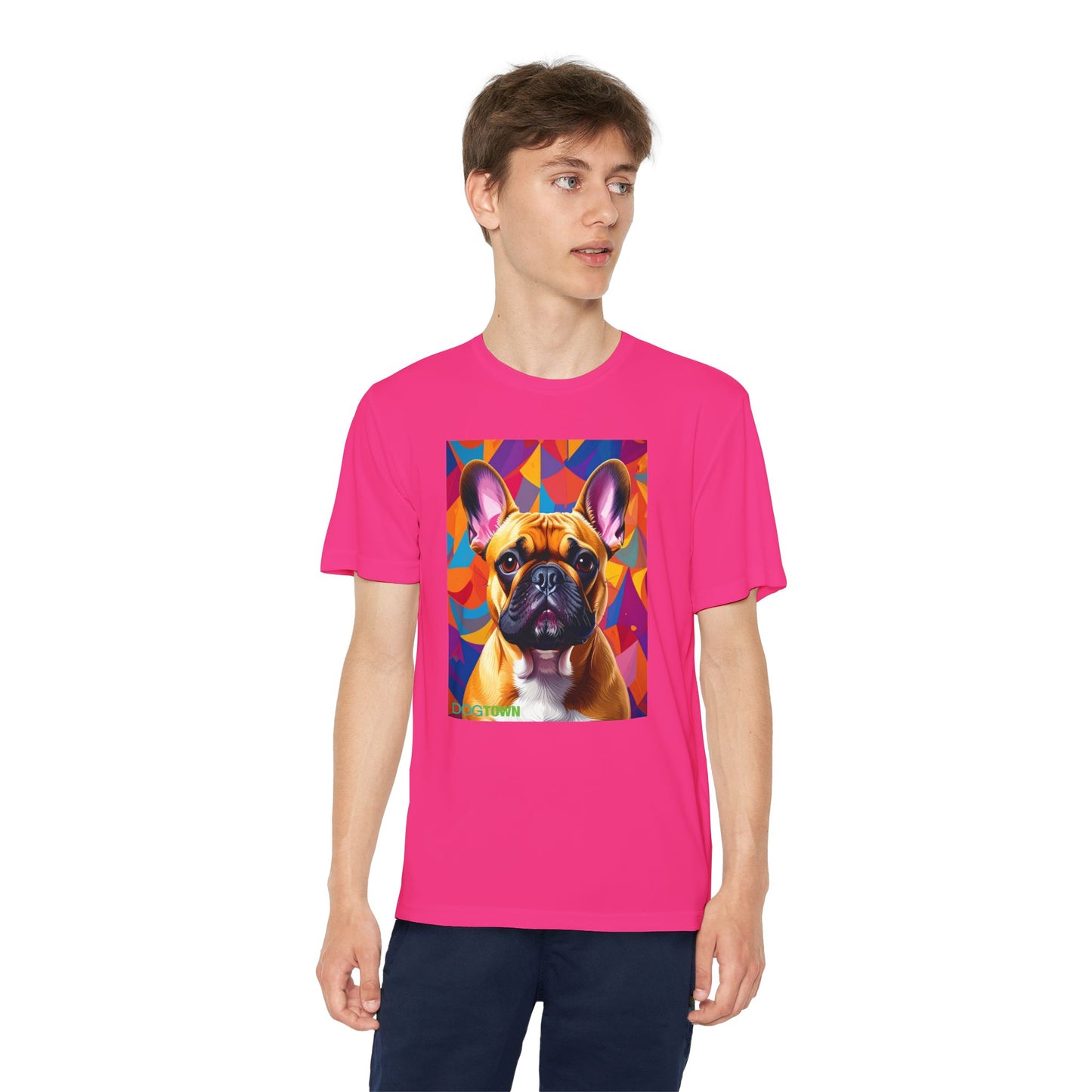 Pup Art Canvas - Kid's Sport Short Sleeve Tee (French Bulldog)