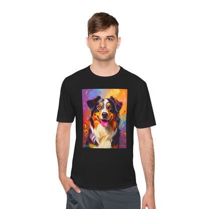Pup Art Canvas Unisex Moisture Wicking Tee (Australian Shepherd)