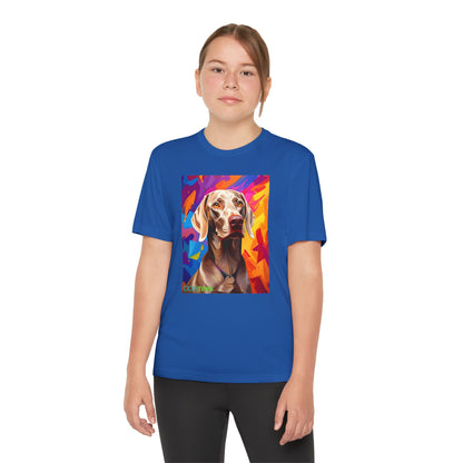 Pup Art Canvas - Kid's Sport Short Sleeve Tee (Weimaraner)