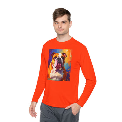 Pup Art Canvas Sport Long Sleeve Tee (English Bulldog)