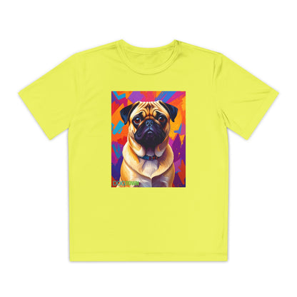 Pup Art Canvas - Kid's Sport Short Sleeve Tee (Pug)