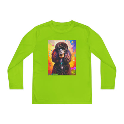 Pup Art Canvas - Kid's Sport Long Sleeve Tee (Standard Poodle)