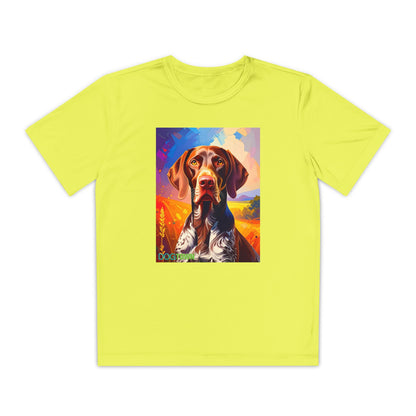 Pup Art Canvas - Kid's Sport Short Sleeve Tee (German Shorthaired Pointer)