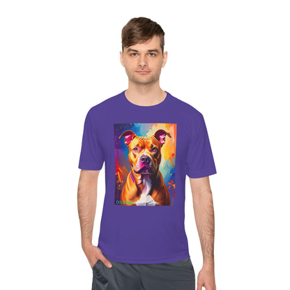 Pup Art Canvas Unisex Moisture Wicking Tee (Pit Bull)