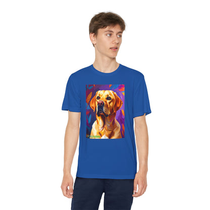Pup Art Canvas - Kid's Sport Short Sleeve Tee (Yellow Lab)