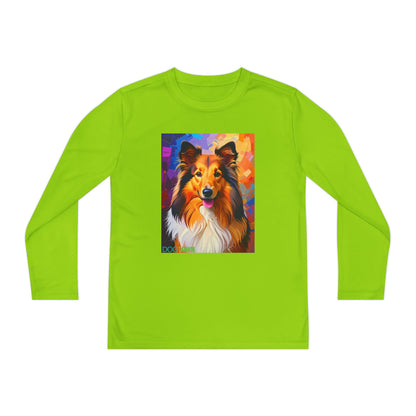 Pup Art Canvas - Kid's Sport Long Sleeve Tee (Sheltie - Shetland Sheepdog)