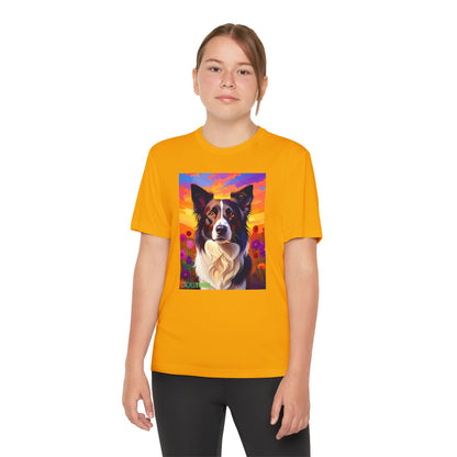 Pup Art Canvas - Kid's Sport Short Sleeve Tee (Border Collie)