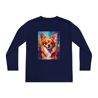 Pup Art Canvas - Kid's Sport Long Sleeve Tee (Chihuahua)