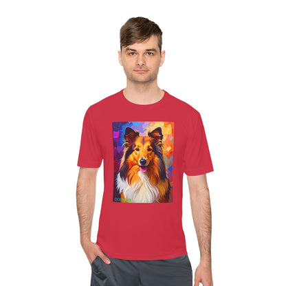 Pup Art Canvas Unisex Moisture Wicking Tee (Shetland Sheepdog (Sheltie))