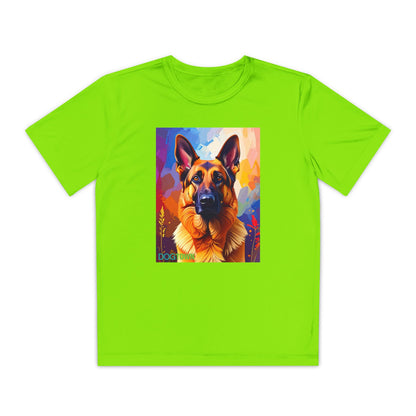 Pup Art Canvas - Kid's Sport Short Sleeve Tee (German Shepherd)
