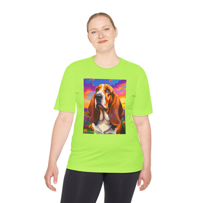 Pup Art Canvas Unisex Moisture Wicking Tee (Basset Hound)