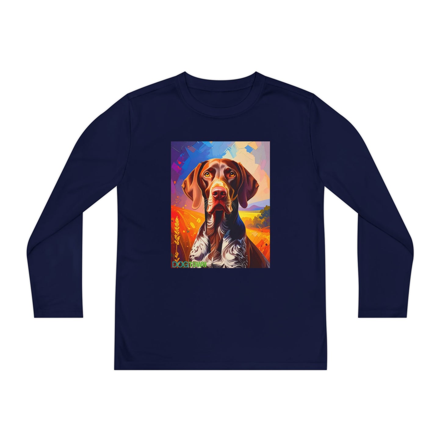 Pup Art Canvas - Kid's Sport Long Sleeve Tee (German Shorthaired Pointer)