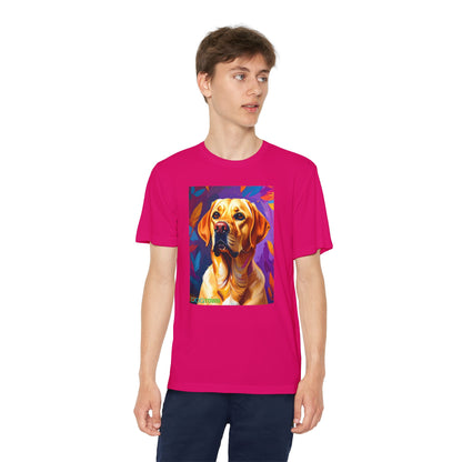 Pup Art Canvas - Kid's Sport Short Sleeve Tee (Yellow Lab)