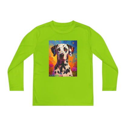 Pup Art Canvas - Kid's Sport Long Sleeve Tee (Dalmatian)