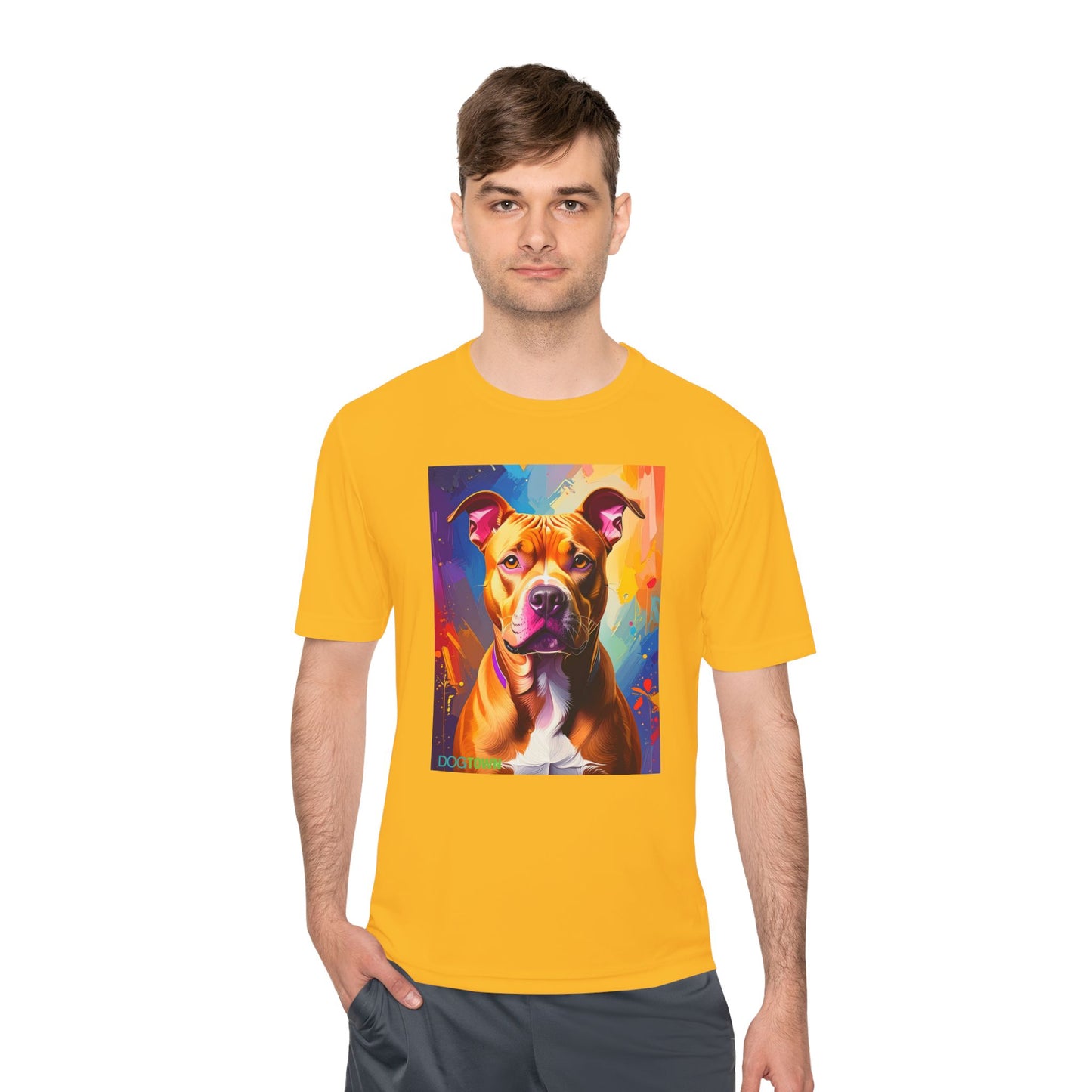 Pup Art Canvas Unisex Moisture Wicking Tee (Pit Bull)