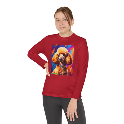 Pup Art Canvas - Kid's Sport Long Sleeve Tee (Toy Poodle)