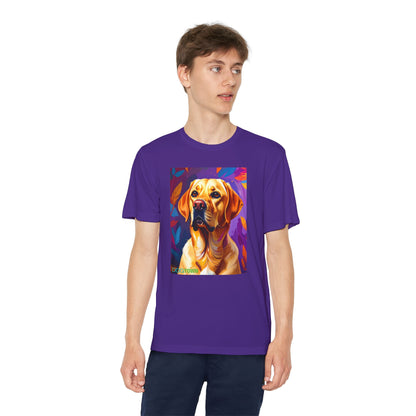 Pup Art Canvas - Kid's Sport Short Sleeve Tee (Yellow Lab)