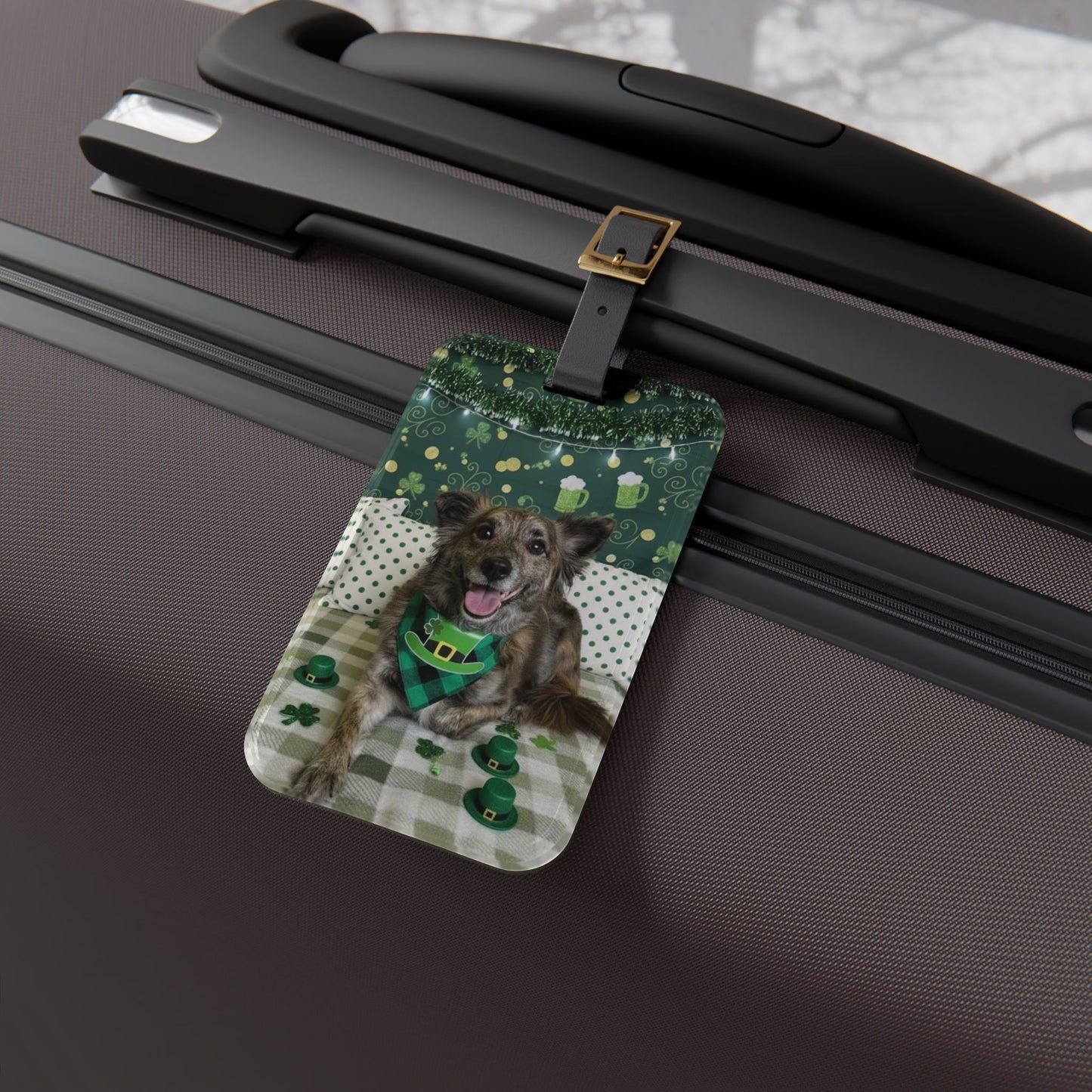 Cici - St. Patrick's Day Dog Luggage Tag