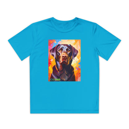 Pup Art Canvas - Kid's Sport Short Sleeve Tee (Chocolate Lab)