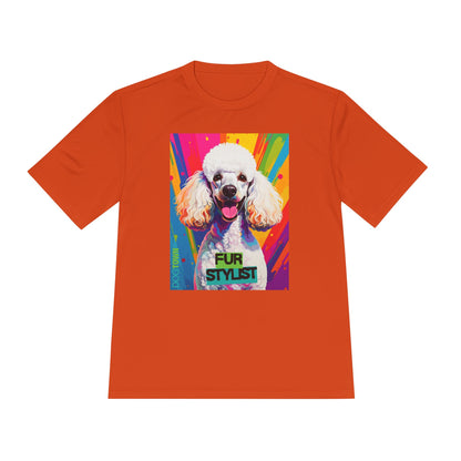 Dogtown Fur Stylist Groomer Short Sleeve Shirt (Colorful with White Poodle)
