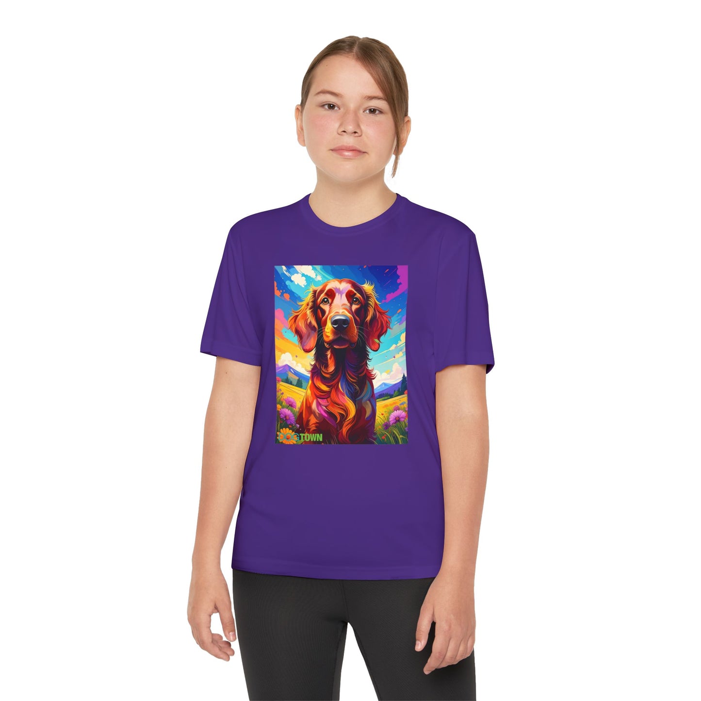 Pup Art Canvas - Kid's Sport Short Sleeve Tee (Irish Setter)
