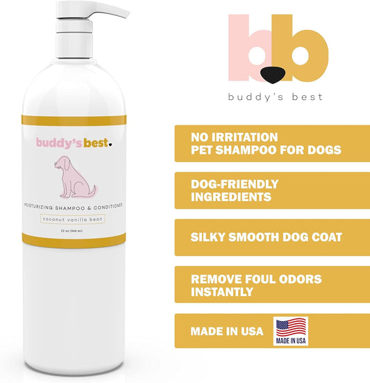 Oatmeal Dog Shampoo and Conditioner for Dry and Sensitive Skin Coconut Vanilla Bean Scent, 32Oz