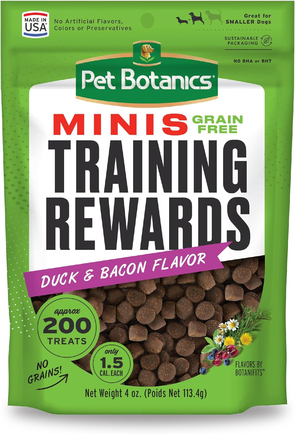 4 Oz. Pouch Training Reward Mini Soft & Chewy, Duck and Bacon Flavor