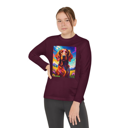 Pup Art Canvas - Kid's Sport Long Sleeve Tee (Irish Setter)