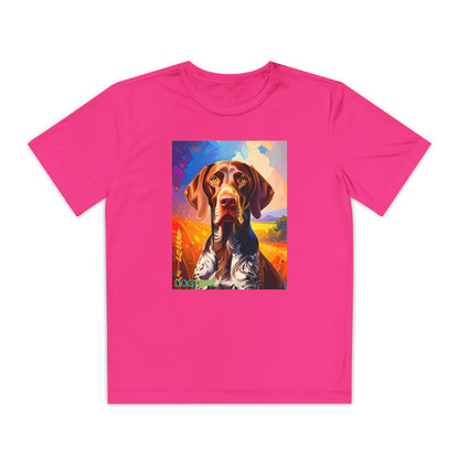 Pup Art Canvas - Kid's Sport Short Sleeve Tee (German Shorthaired Pointer)