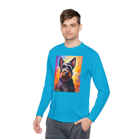 Pup Art Canvas Sport Long Sleeve Tee (Scottish Terrier)