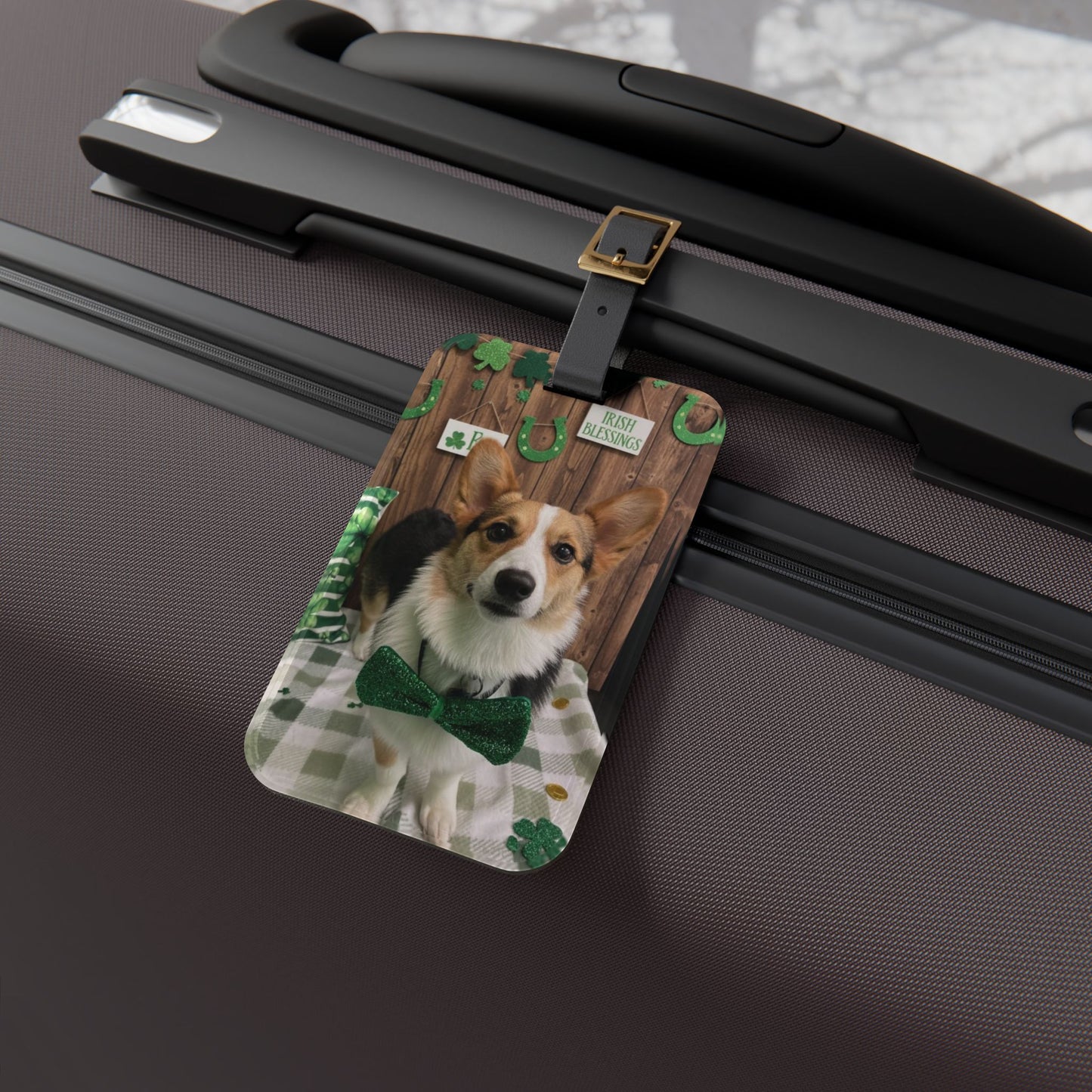 Betty - St. Patrick's Day Dog Luggage Tag