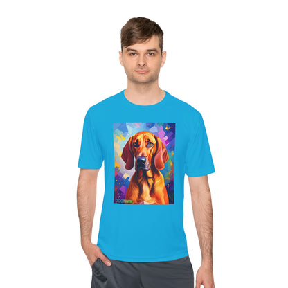 Pup Art Canvas Unisex Moisture Wicking Tee (Redbone Coonhound)