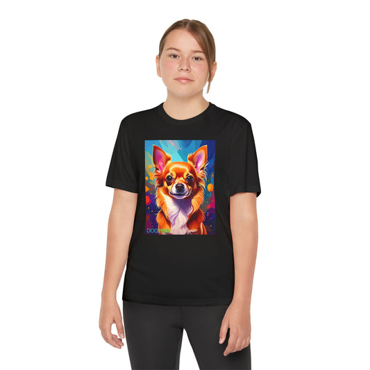 Pup Art Canvas - Kid's Sport Short Sleeve Tee (Chihuauha)