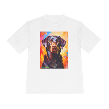 Pup Art Canvas Unisex Moisture Wicking Tee (Chocolate Lab)